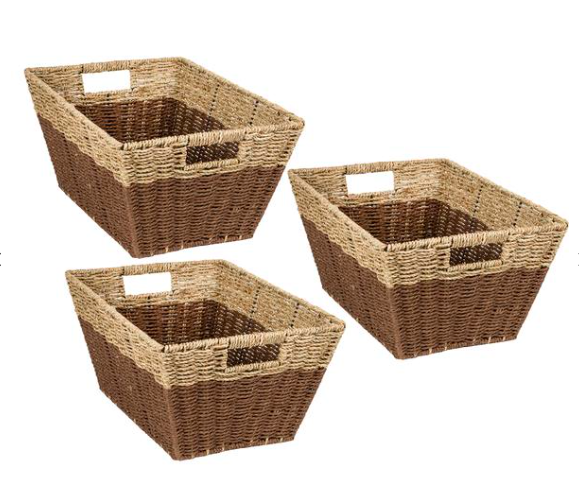 Rectangle Nesting Seagrass 2-Color Storage Baskets