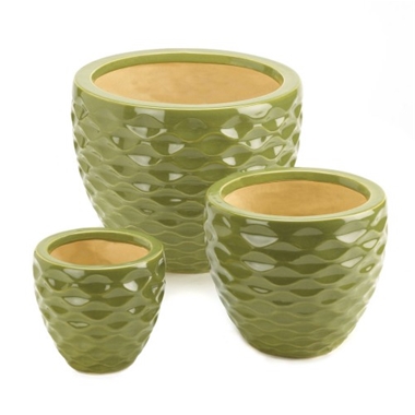 Round ceramic indoor planter, set of 3
