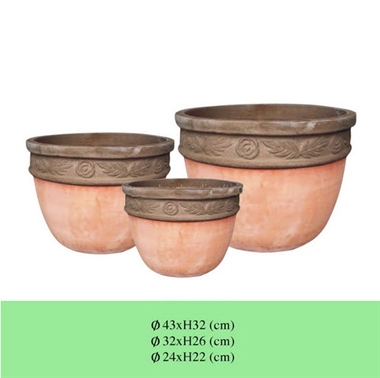 Vietnam Round Terracotta pot, set of 3