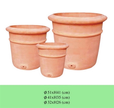 Vietnam Round Terracotta garden flower pot, set of 3