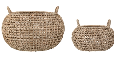 Round natural seagrass basket set of 2