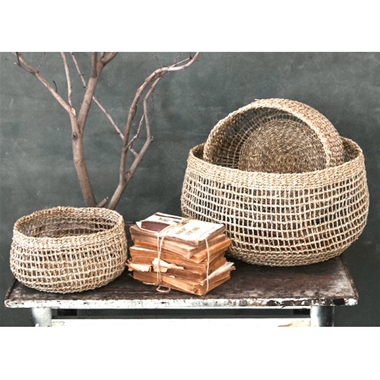 Round seagrass basket set of 3