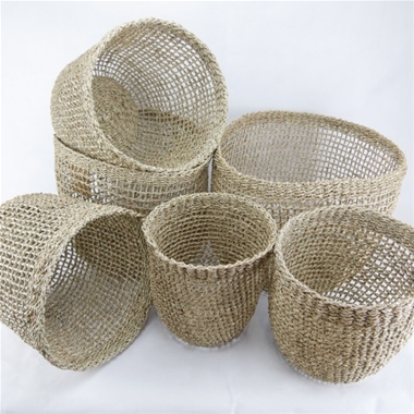 Natural round sea-grass basket set of 6