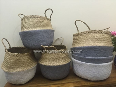 Dipped Painting seagrass belly basket, S/3 