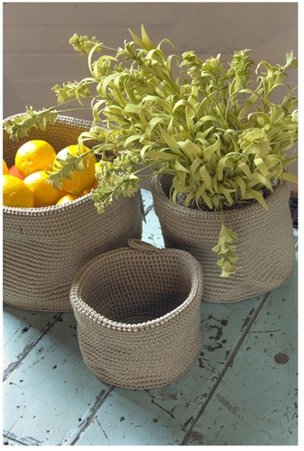 Vietnam handmade round crochet flower and plan pot