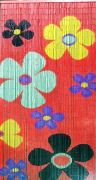 Hand painted beautiful flowers and beach pattern bamboo door beaded curtain 90 strings 200cm