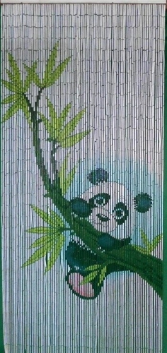Hand painted panda pattern bamboo door beaded curtain 90 strands 