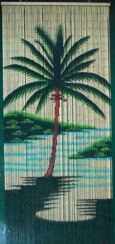 Handmade scenery door bamboo beaded painted curtain