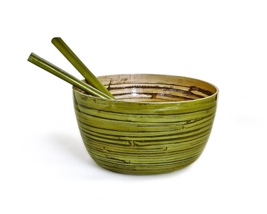 Spun bamboo serving bowl 