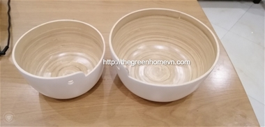 White lacquer coiled bamboo serving bowl, set of 2