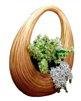 Coiled bamboo vase 