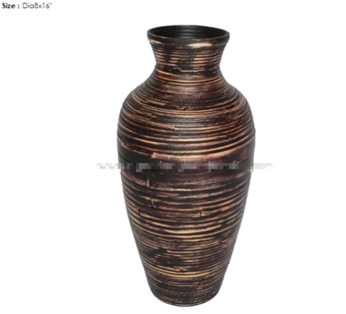 Vietnam coiled bamboo vase 