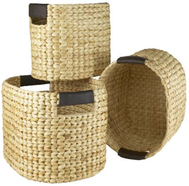 Oval waterhyacinth storage basket, set of 3 pcs