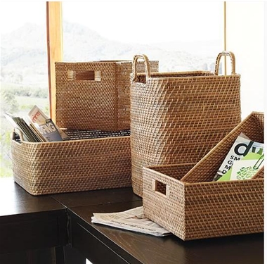 Natural Rattan storage basket with Handles